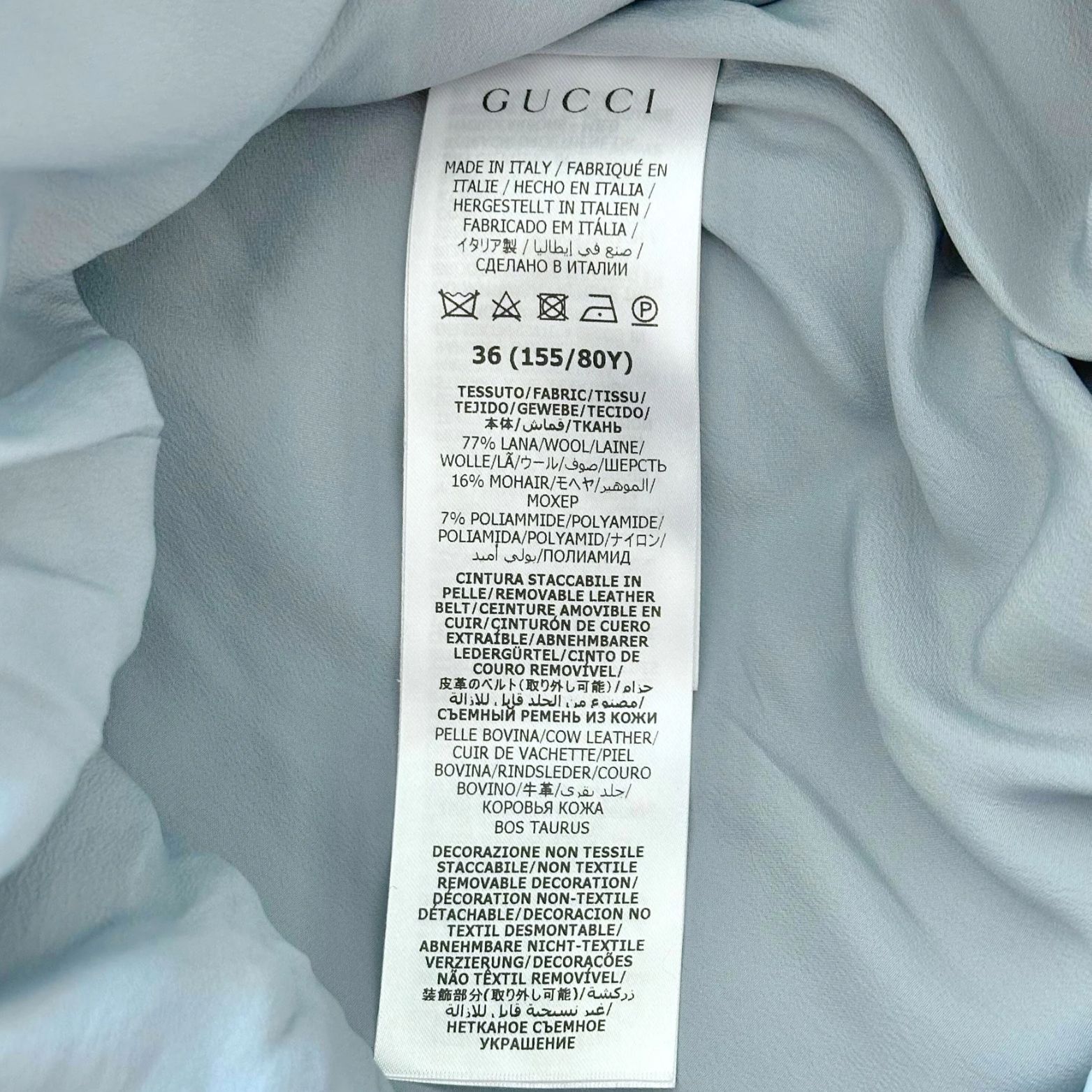 Gucci Wool Mini Dress in Clear Blue