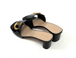 Christian Dior Heeled Slide Black Patent