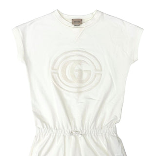 Gucci White Cotton GG Print Shirt Dress