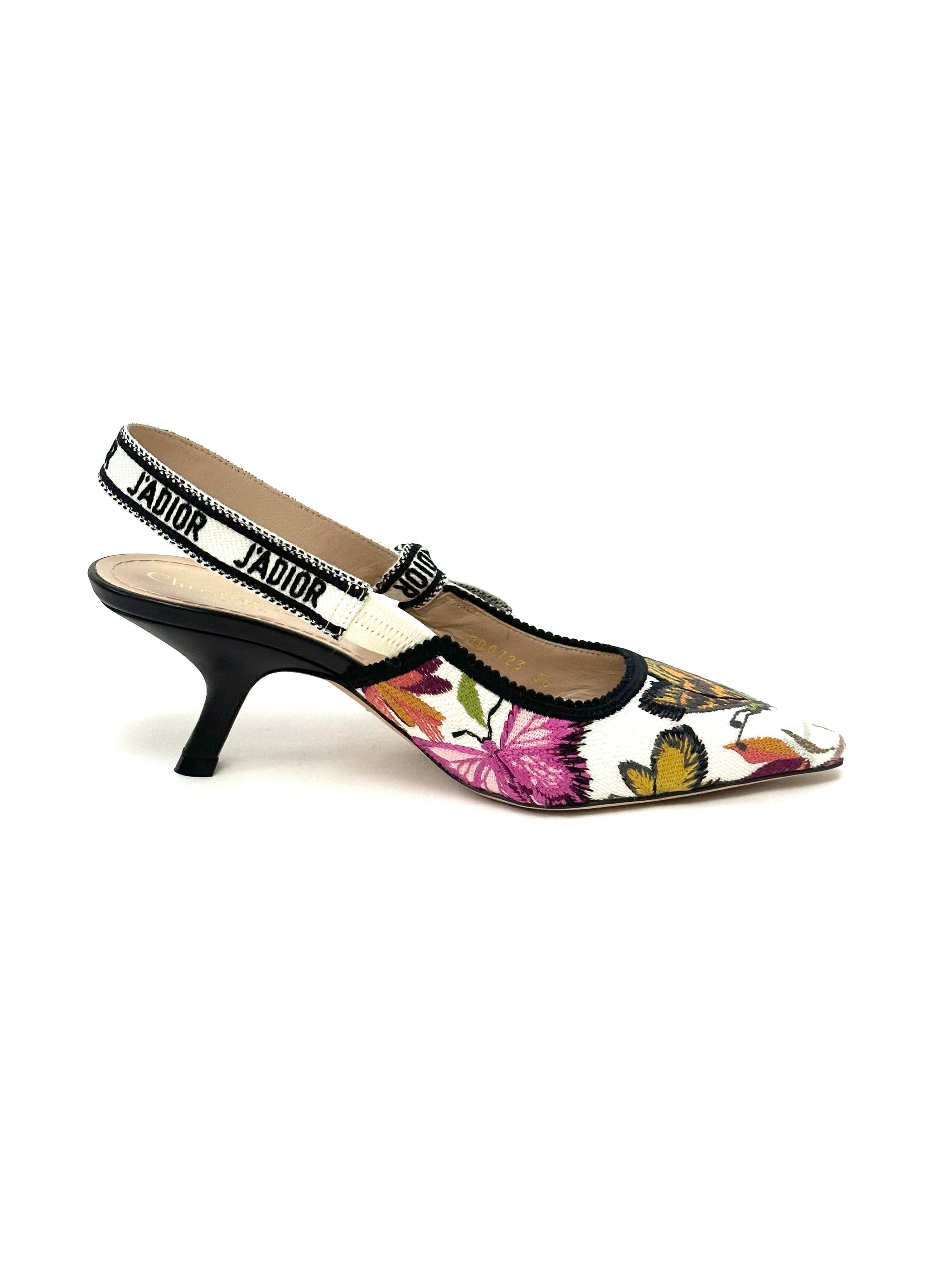 Christian Dior Floral Canvas Slingback