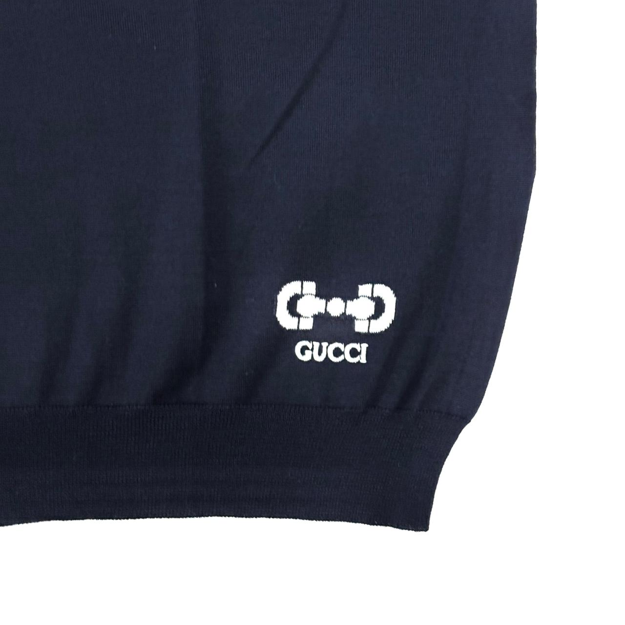 Gucci Navy Shirt with GG logo horsebit
