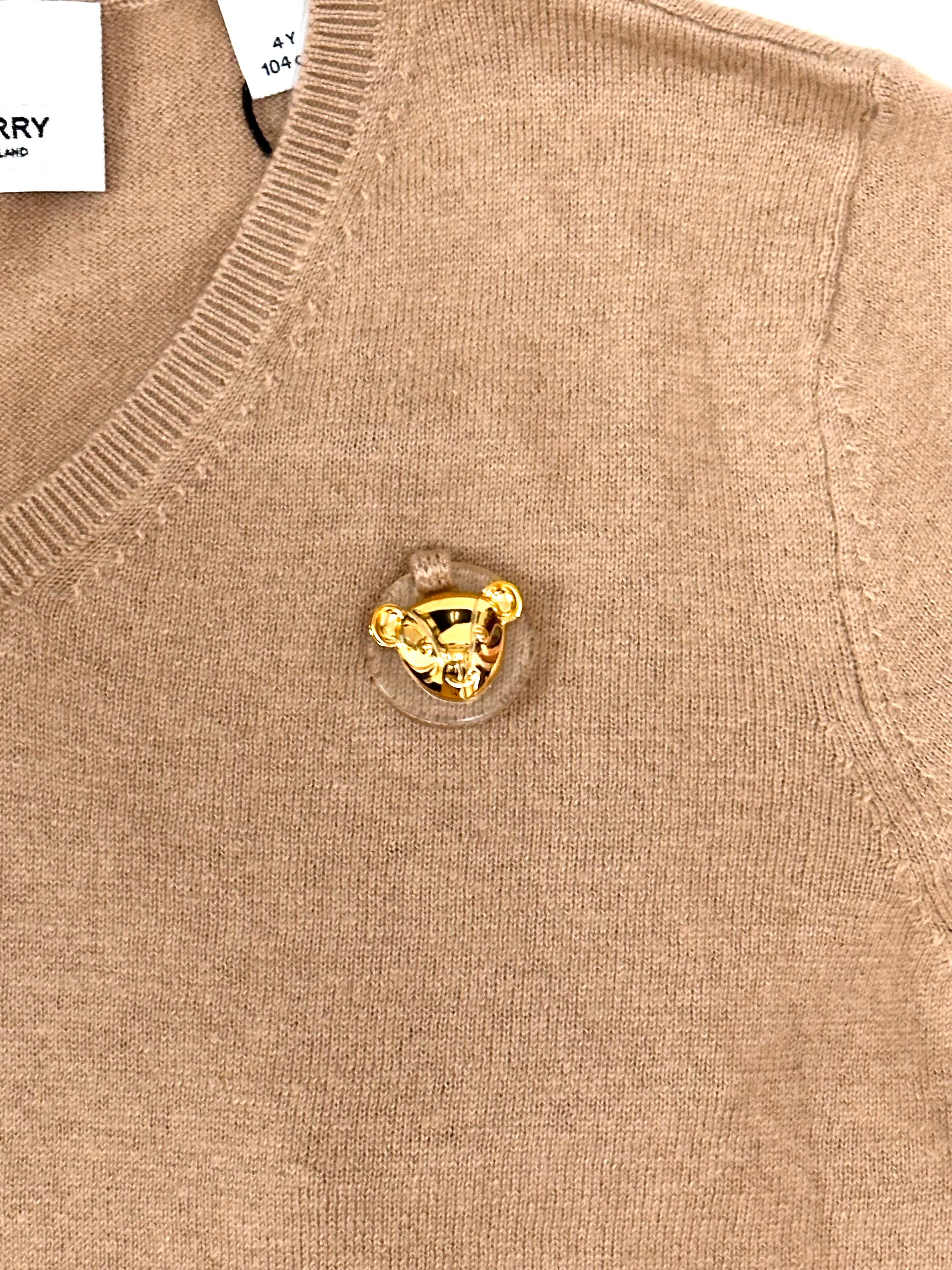 Burberry Beige Cashmere Pullover with Iconic Bear