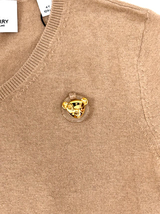Burberry Beige Cashmere Pullover with Iconic Bear