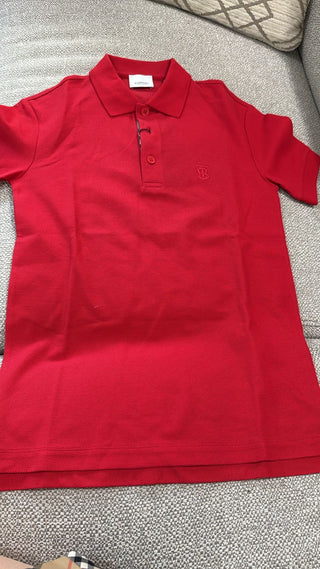 Burberry Red Polo Shirt With TB Logo
