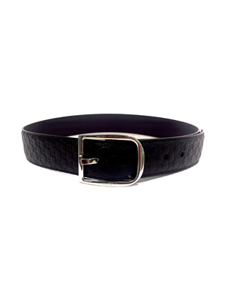 Gucci Leather Belt GG Embossed with Silver Buckle