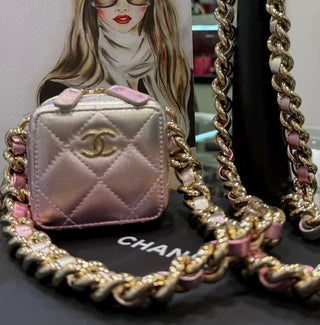 Chanel Metallic Silk / Pink Gradient Lambskin Leather