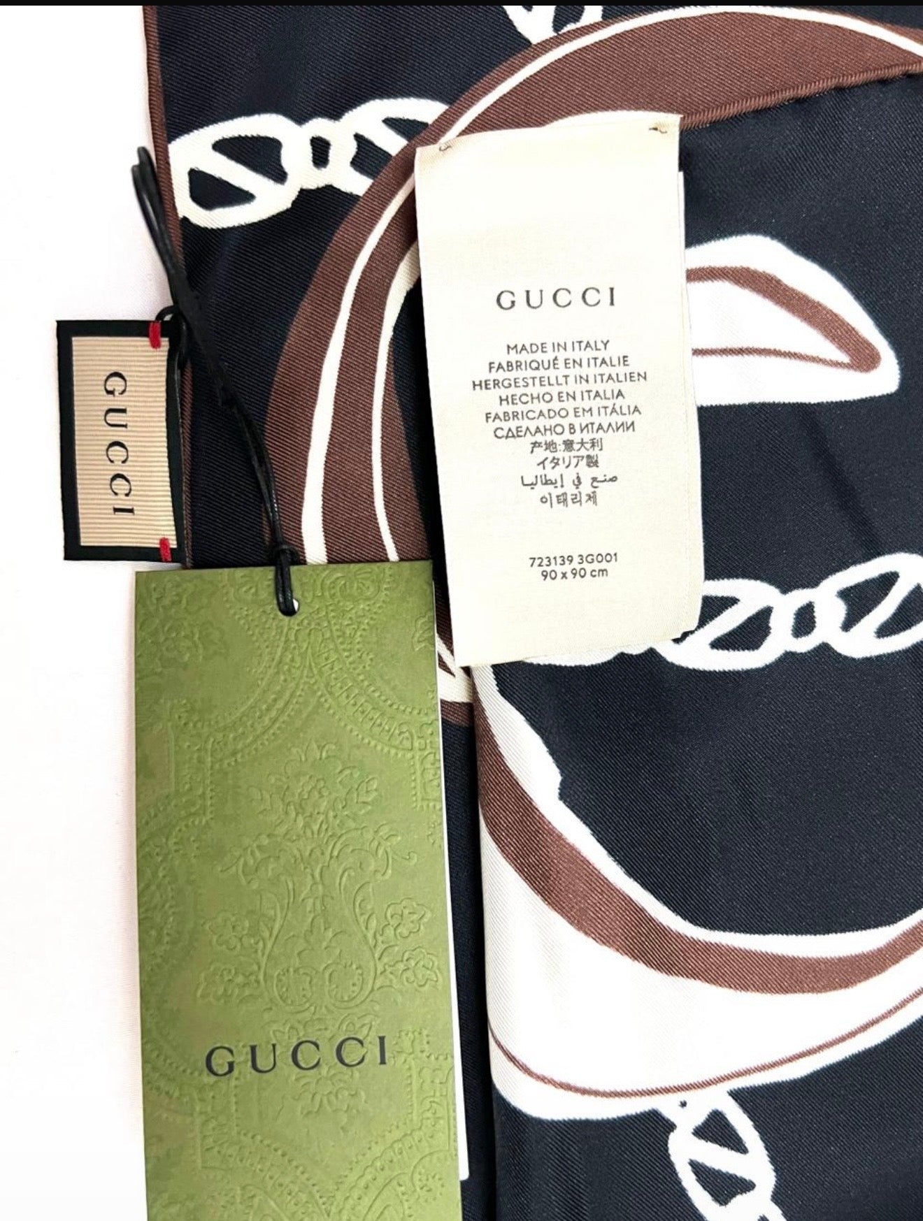 Gucci Silk Black Multi Color Scarf