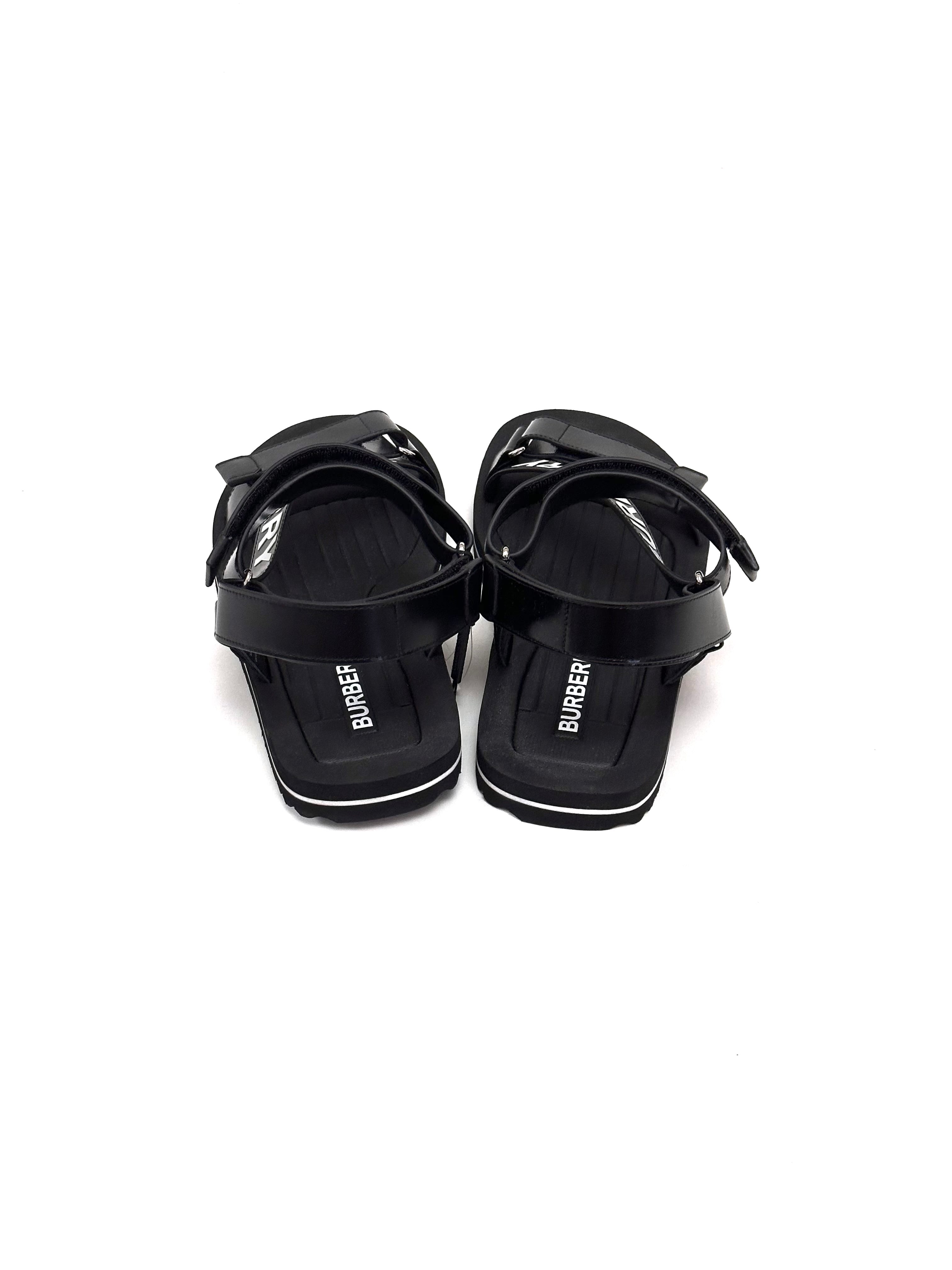 Burberry Logo Leather Sandals with Rubber Sole