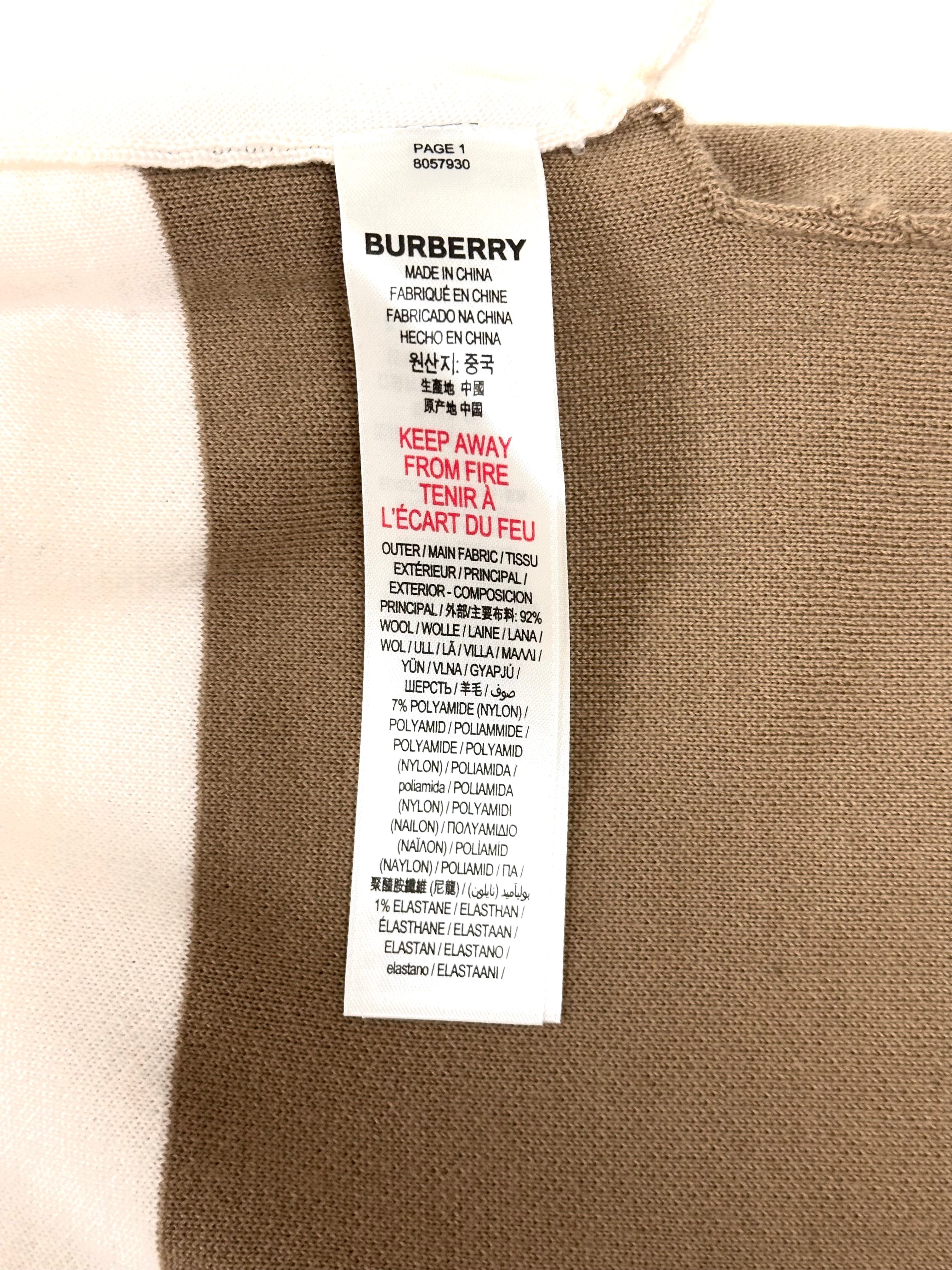 Burberry Beige White with Round Logo Wool Shorts