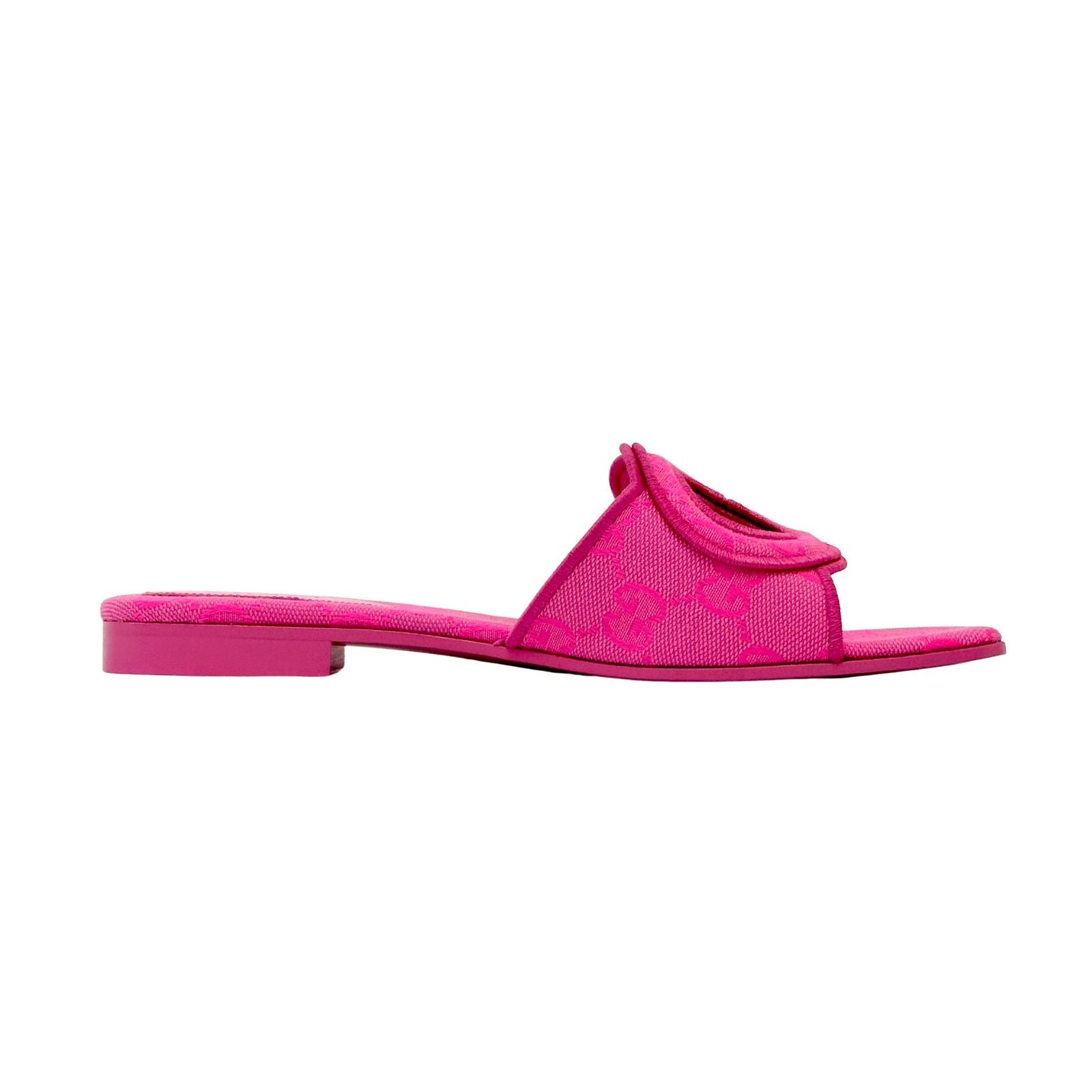 Gucci Pink Interlocking G Canvas Flat Slides