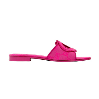 Gucci Pink Interlocking G Canvas Flat Slides