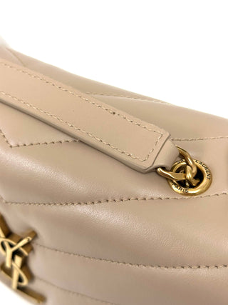 Saint Laurent Small Loulou Beige Shoulder Bag