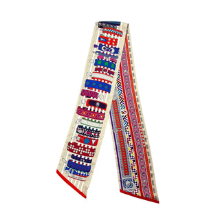 Hermes Maxi Twilly Scarf Beige / Red