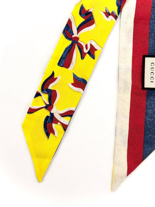 Gucci Printed Silk Twill Neck Bow/ Yellow
