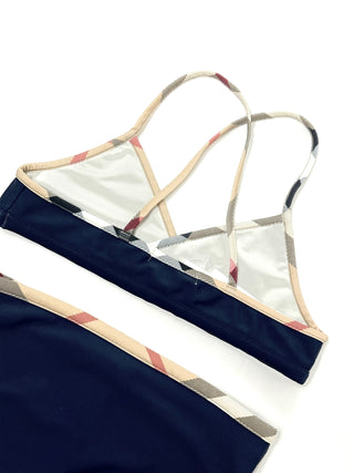 Burberry Navy Blue Classic Design Bikini