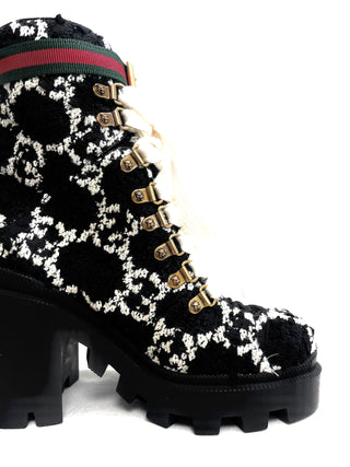 Gucci Black White GG Boots