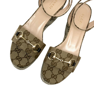 Gucci Horsebit 75 Flatform Sandals in GG Canvas