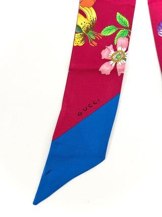 Gucci Printed Silk Twill Ribbon / Red Multicolour