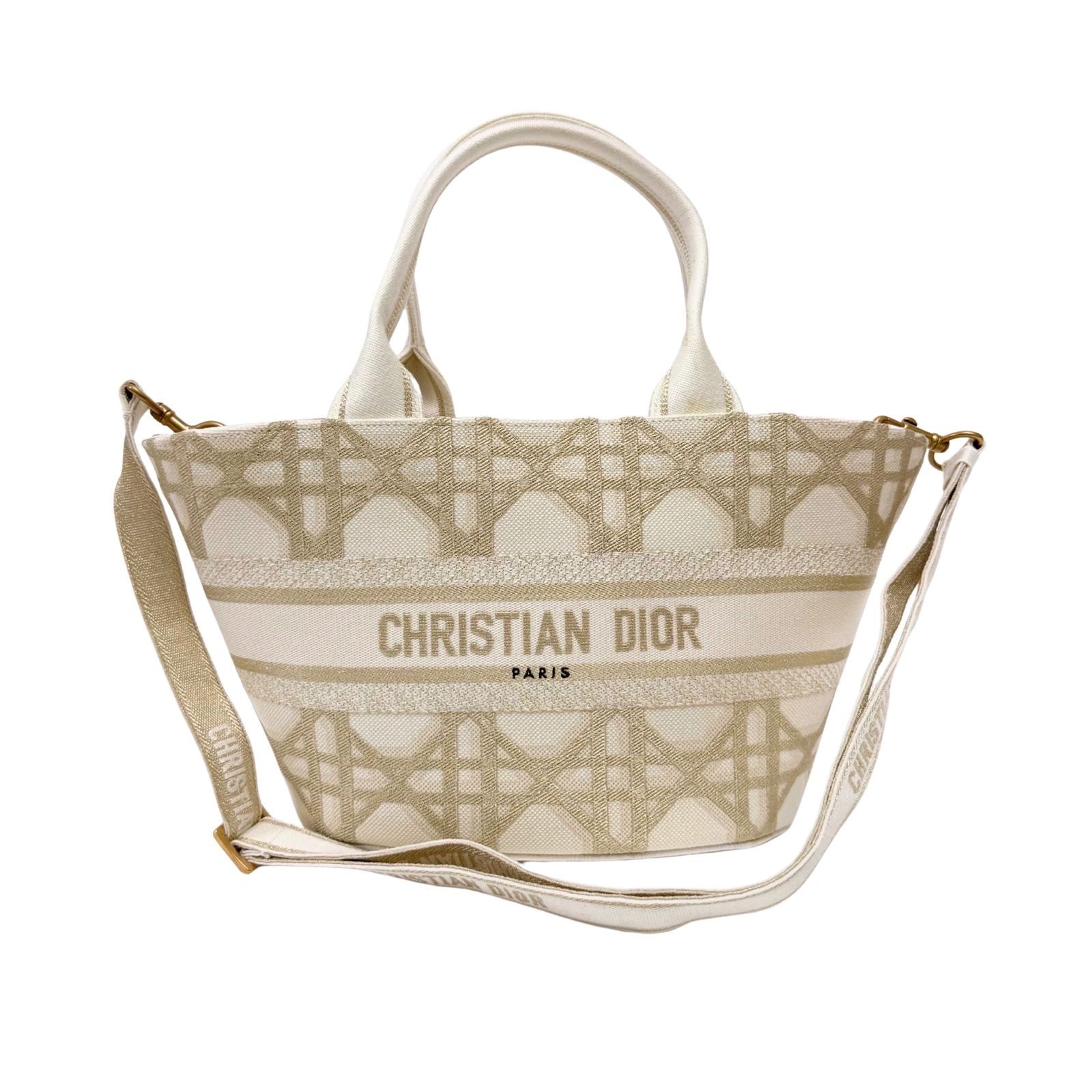 Christian Dior Cannage Brocart Basket Bag