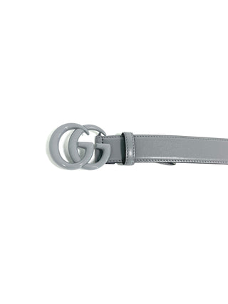 Gucci Grey GG Buckle Leather Belt