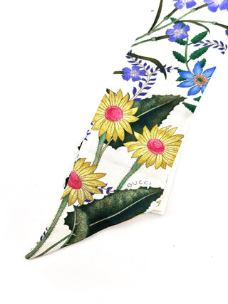 Gucci Printed Silk Twill Ribbon  White / Multicolor