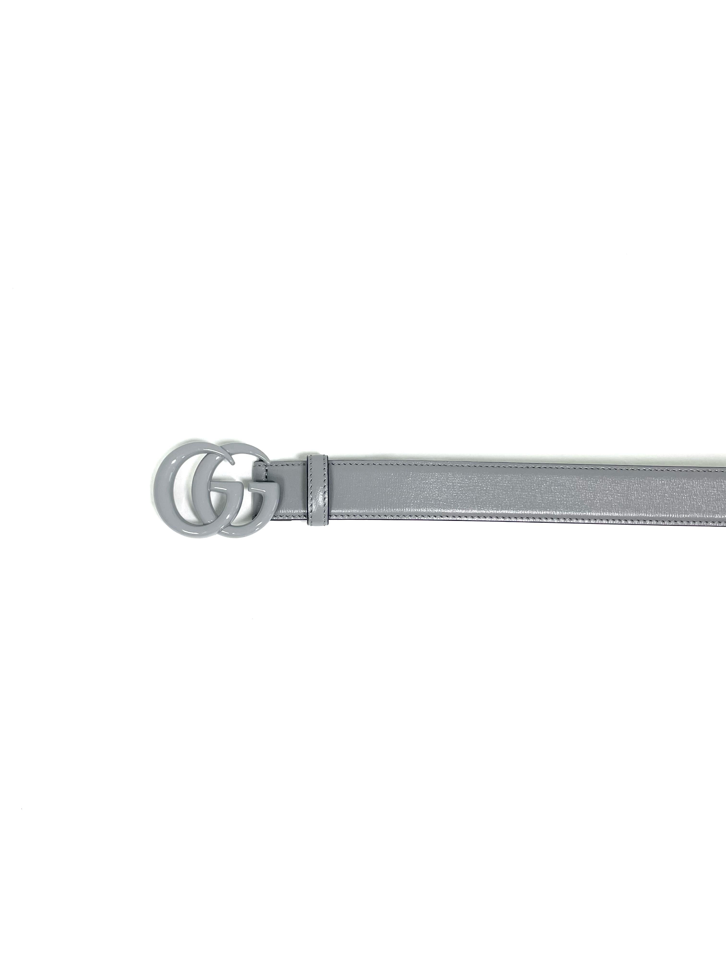 Gucci Grey GG Buckle Leather Belt