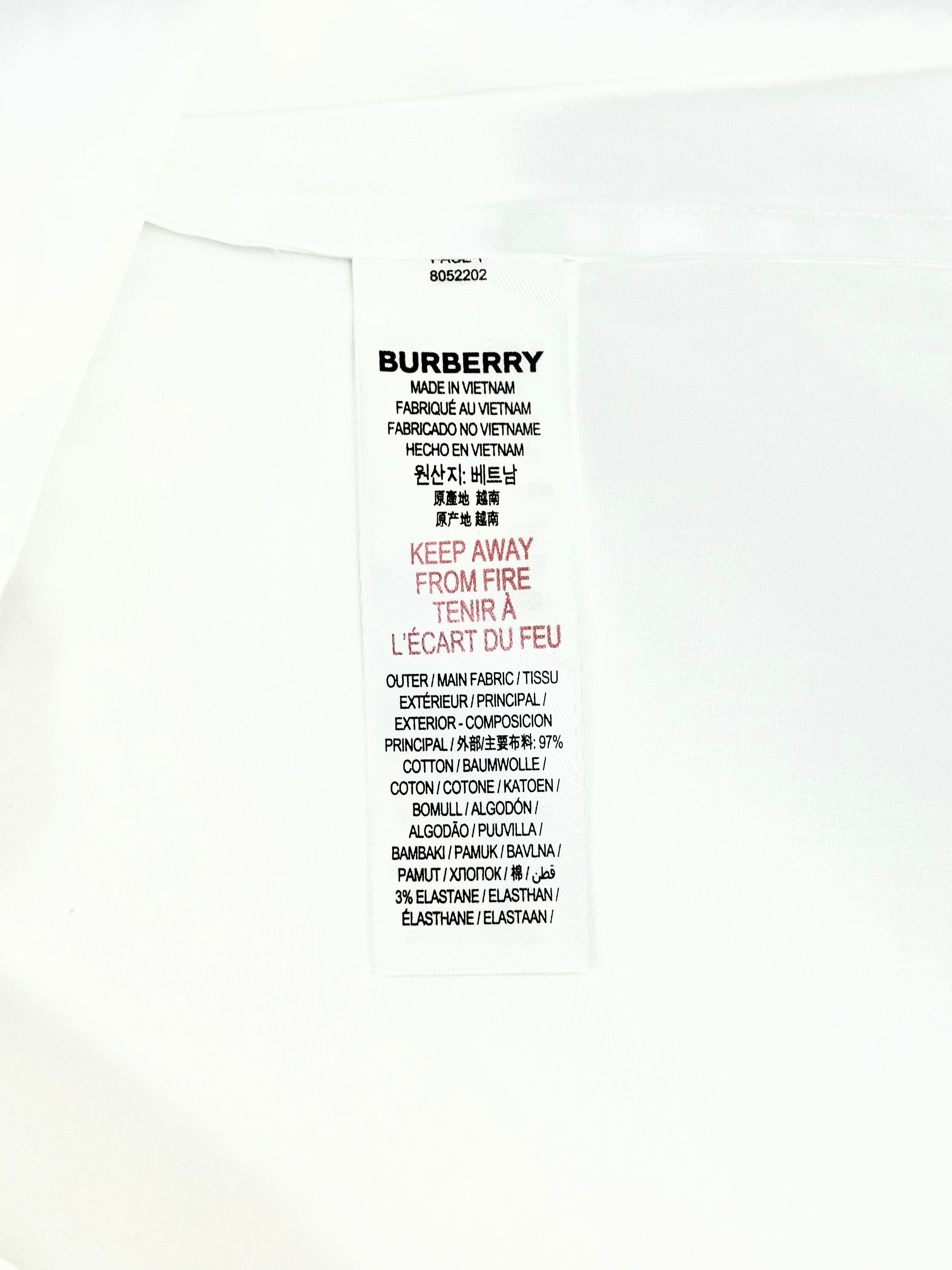 Burberry White Round Logo Classic Collar Shirt