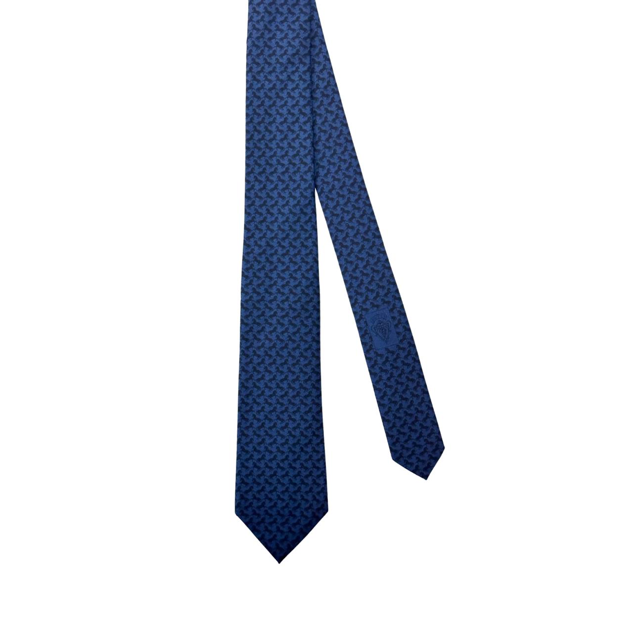 Gucci Navy With Print Silk Tie