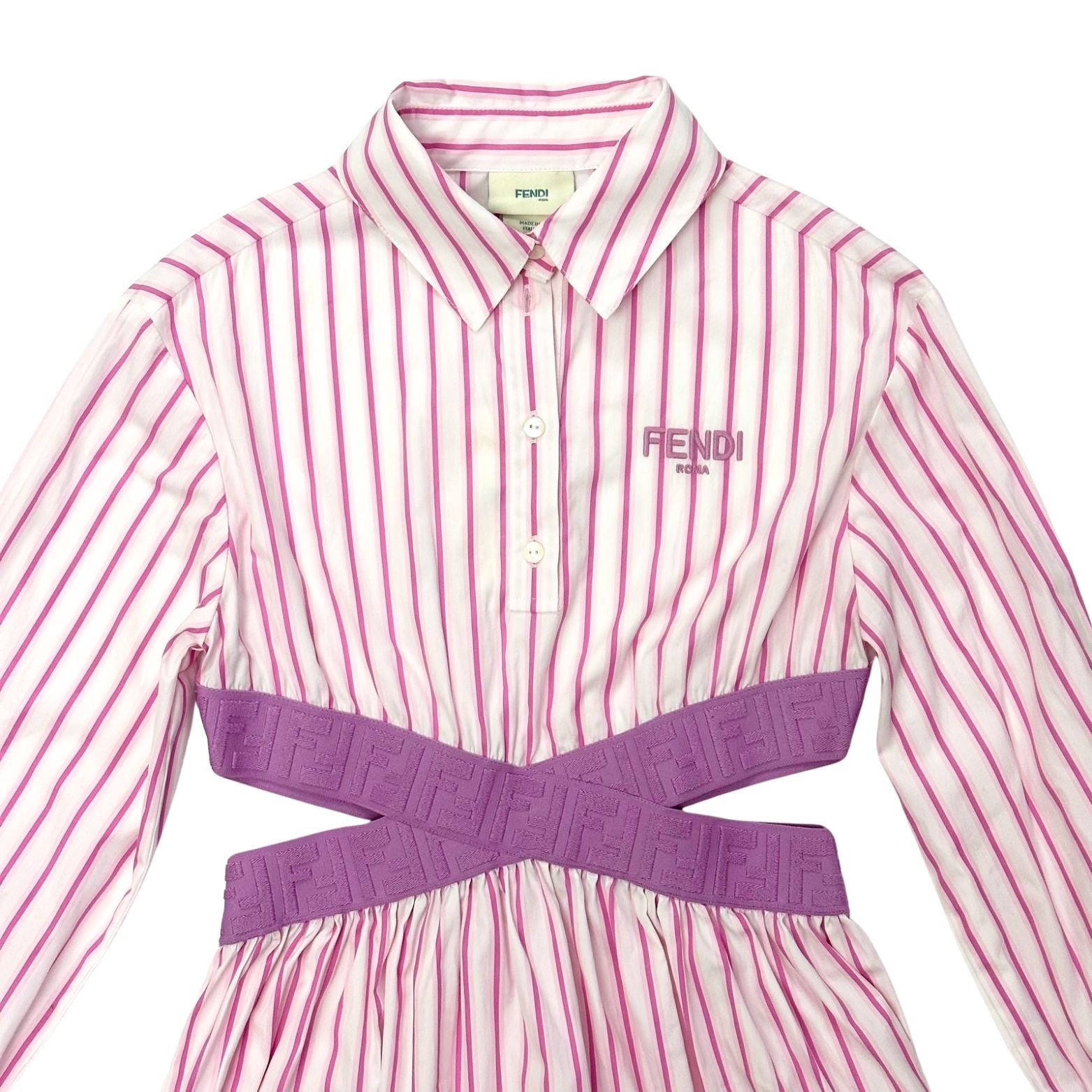 Fendi Striped Cut Out Shirt Dress