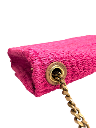 YSL Raffia Pink Gold Shoulder Bag