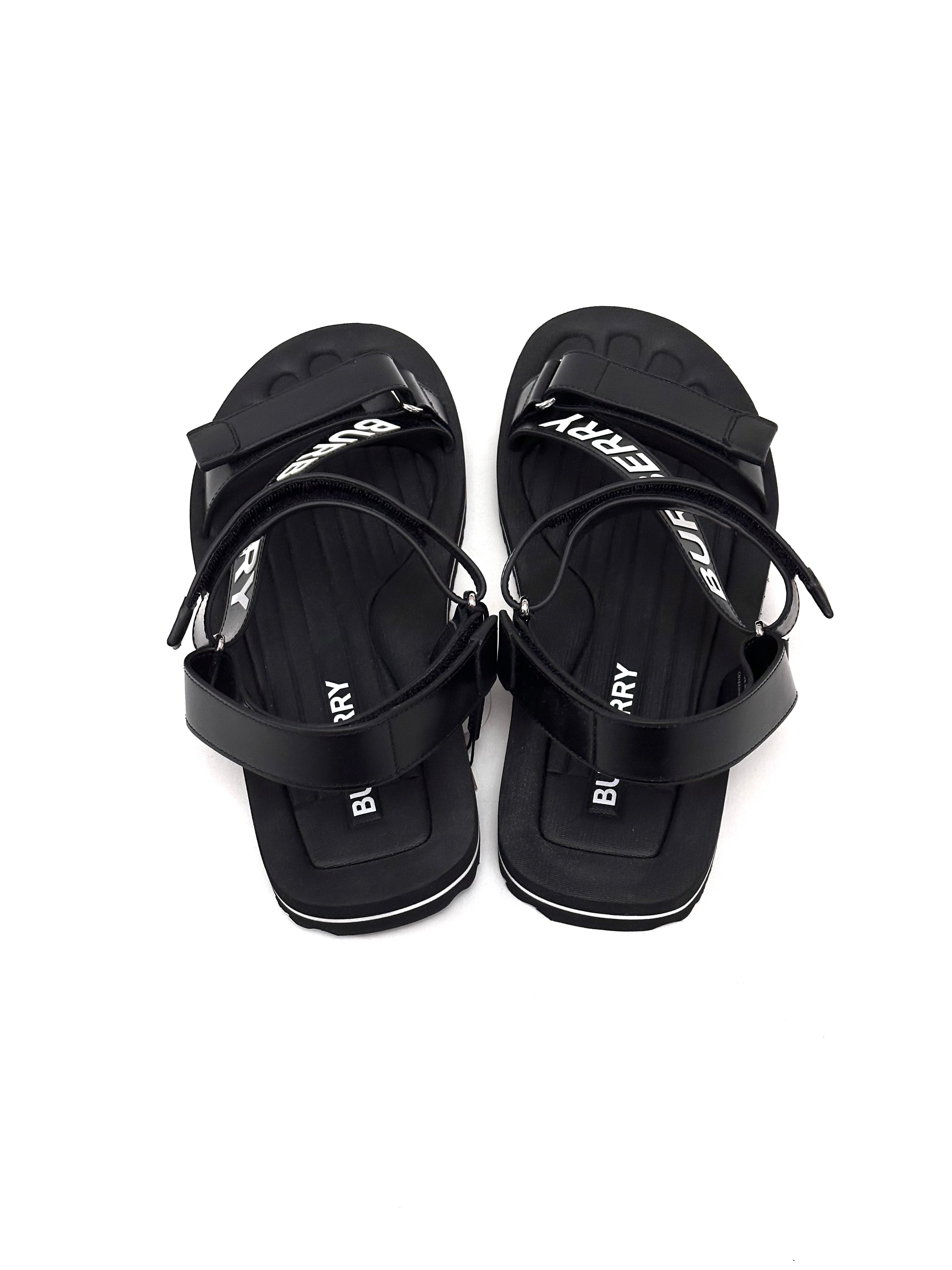 Burberry Logo Leather Sandals with Rubber Sole