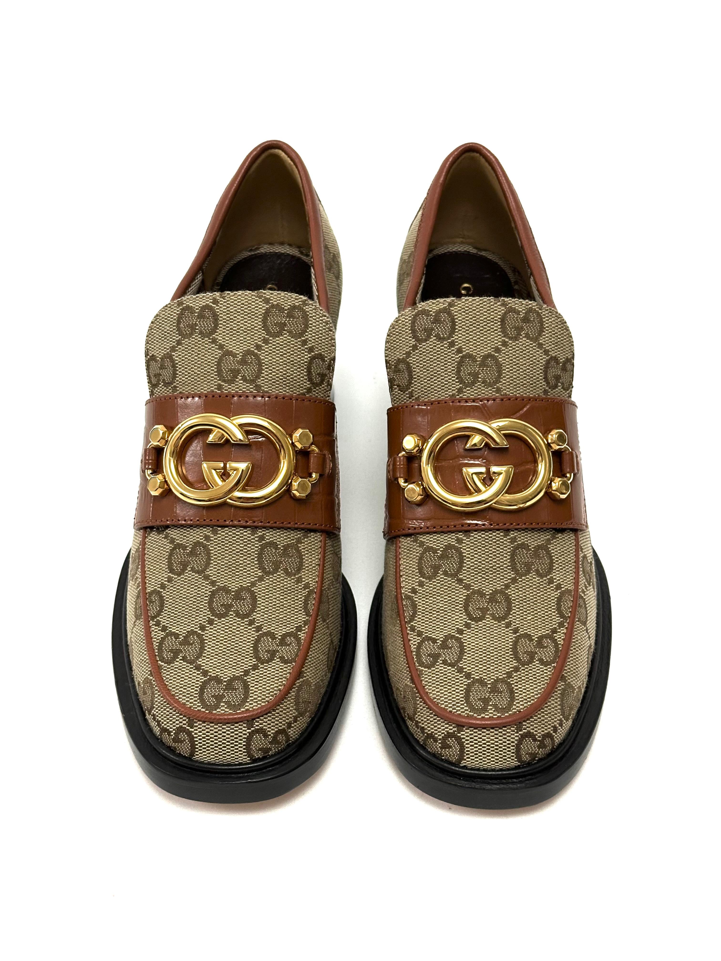 Gucci Heel Loafers in Supreme GG Interlocking Canvas