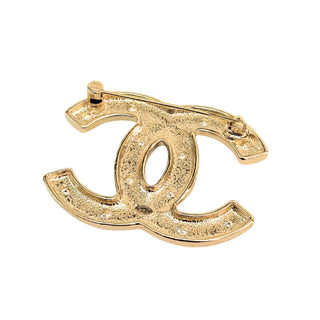 Chanel Pink Hear Resin Bead Pearl Gold CC Brooch Pin