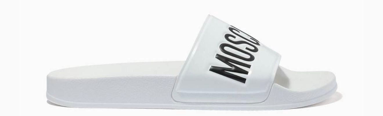 Moschino Logo Pool Slides White