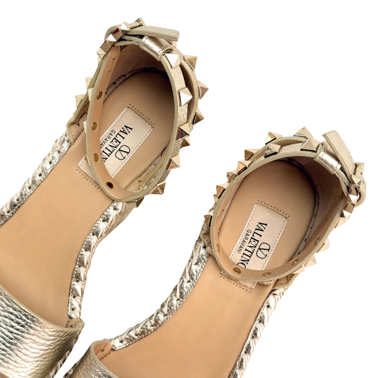 Valentino Rockstud Double Wedge Sandals