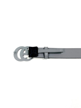 Gucci Leather Belt GG Buckle Grey