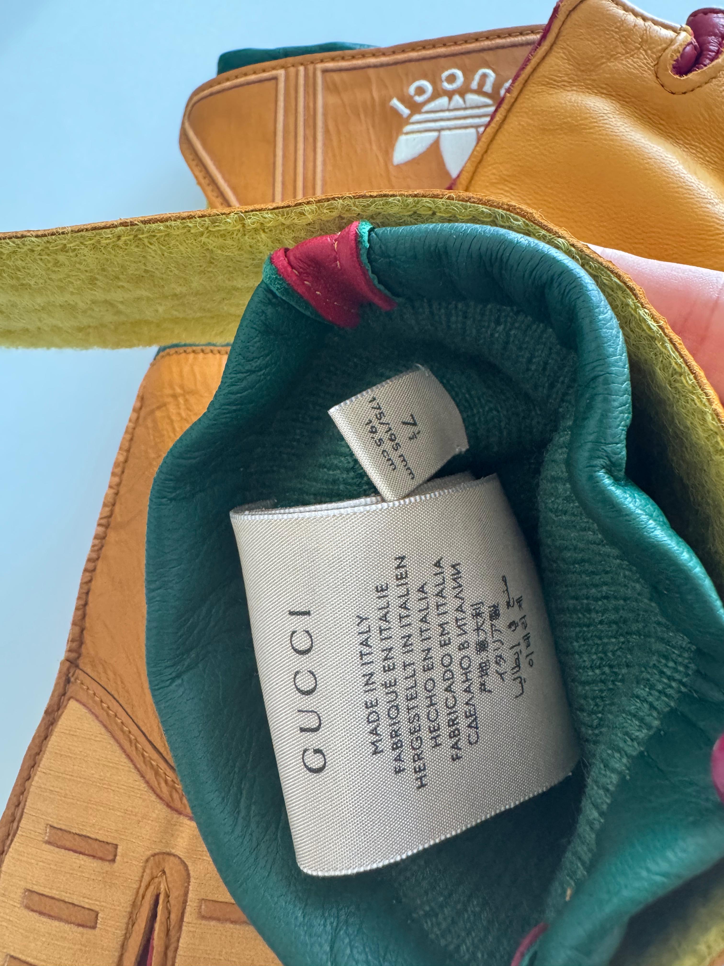 Gucci Adidas Leather Gloves Yellow