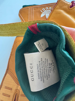 Gucci Adidas Leather Gloves Yellow