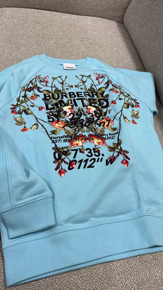 Burberry Baby Blue Sweater with Flower Print