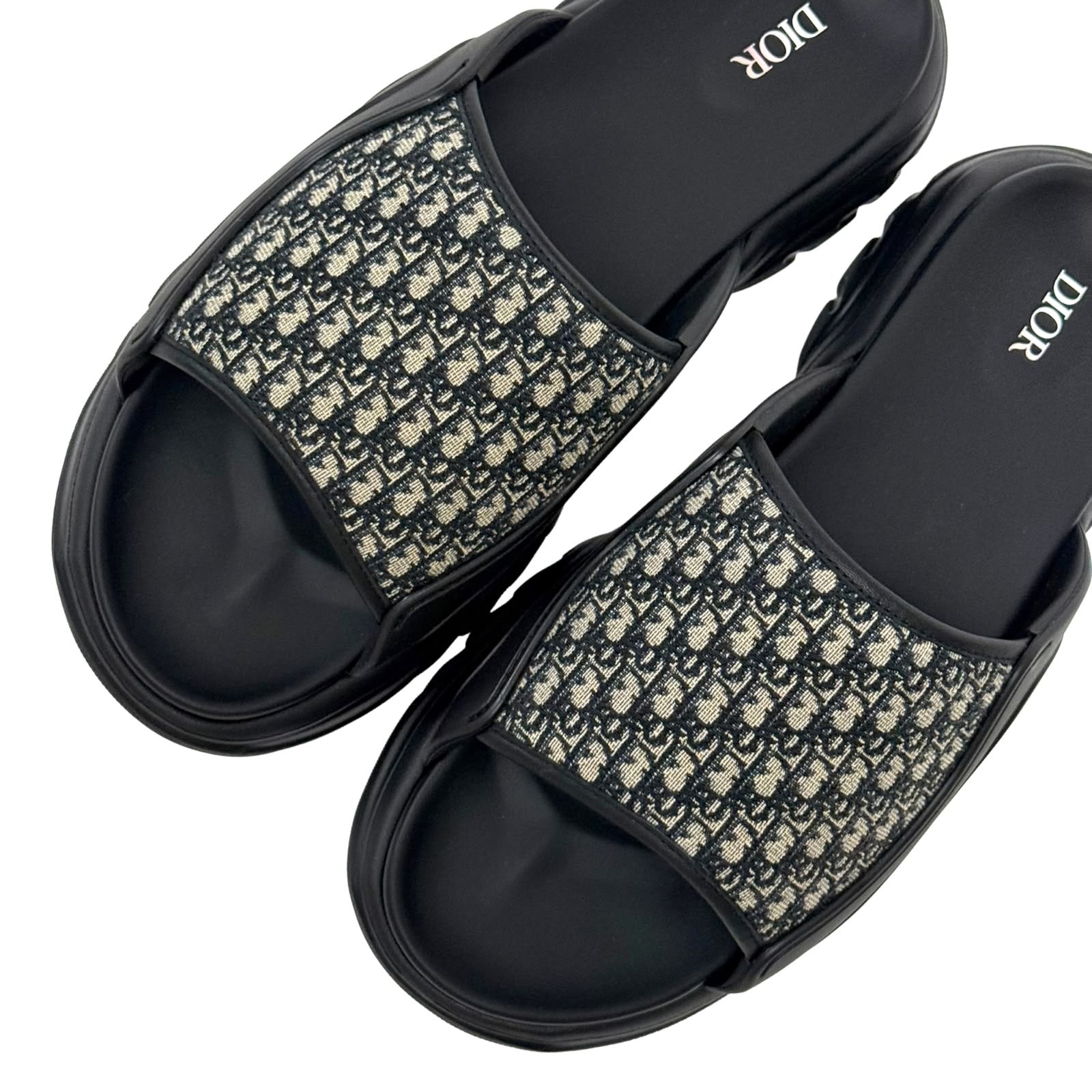 Christian Dior H Town Black Rubber Oblique Sandals