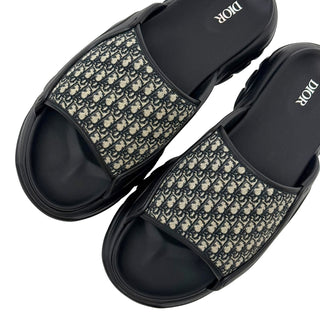 Christian Dior H Town Black Rubber Oblique Sandals