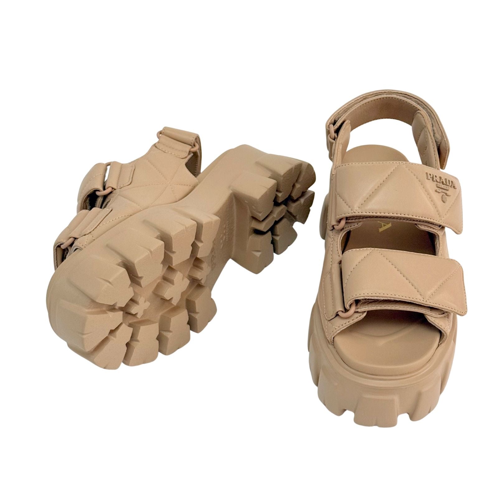 Prada Monolith Nappa Lambskin Leather Sandals