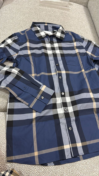 Burberry navy classic caro button shirt