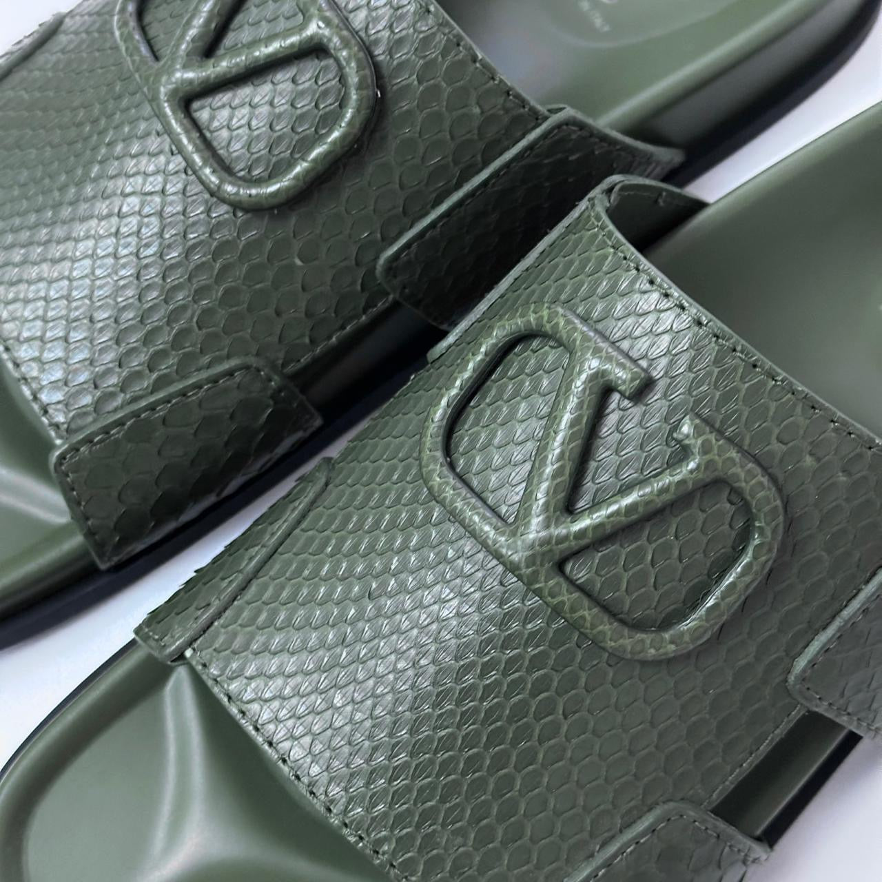 Valentino VLogo Sandals in Python Embossed Leather