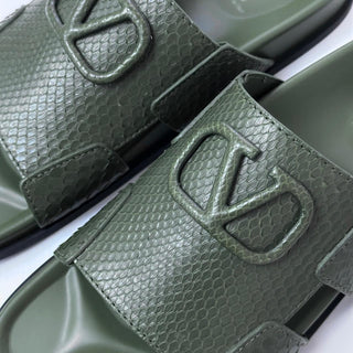 Valentino VLogo Sandals in Python Embossed Leather