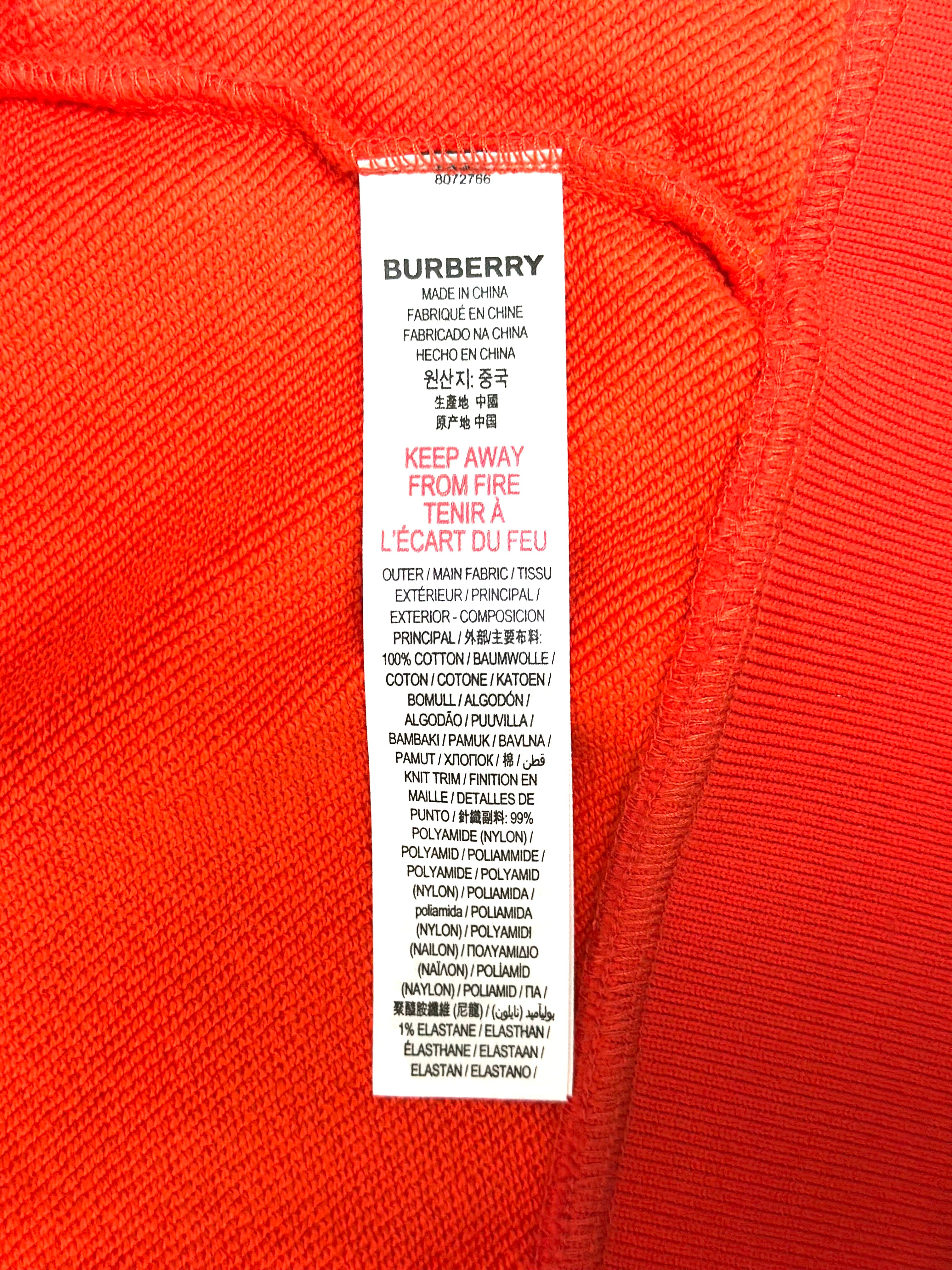 Burberry Orange Zip Hoodie with White Horse Logo