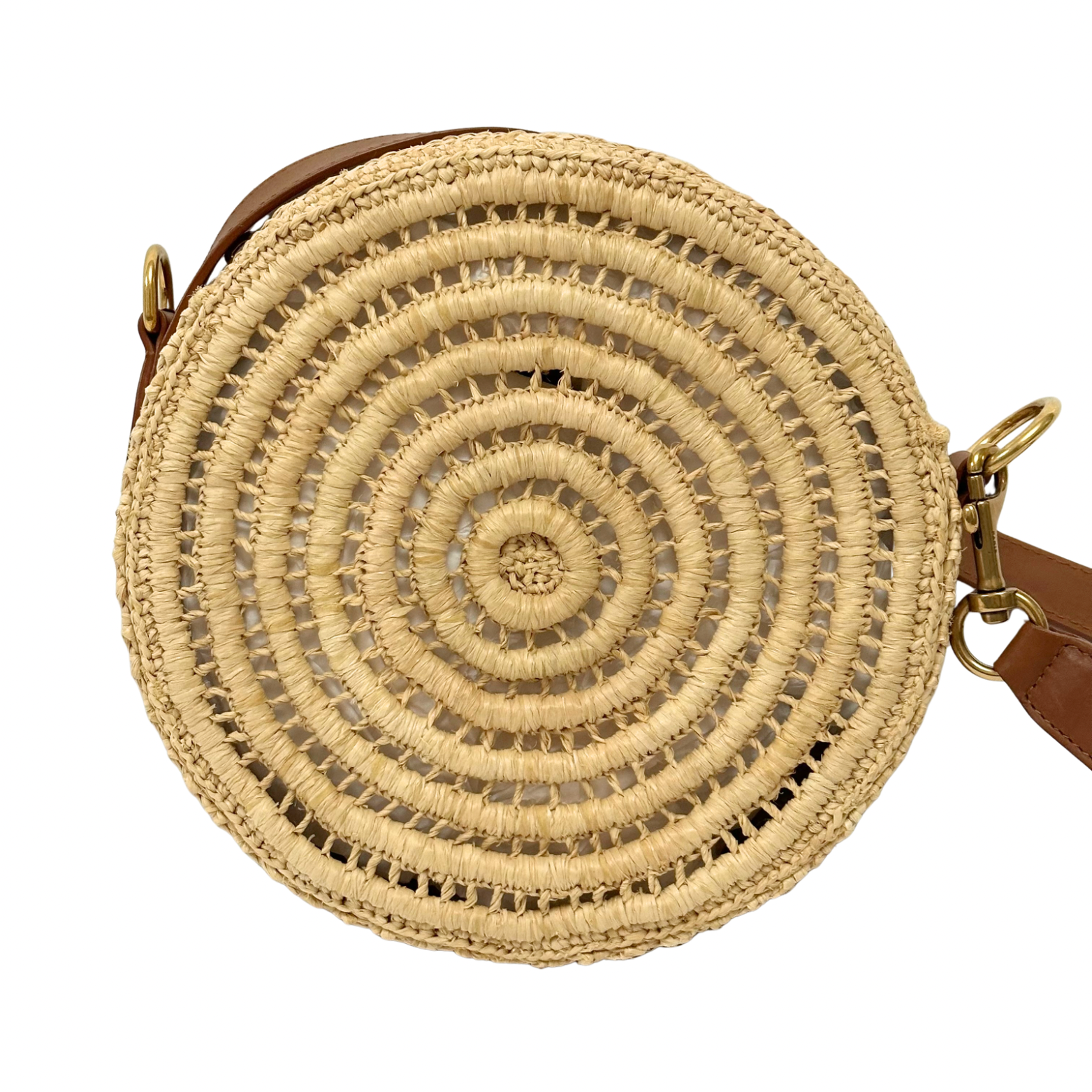 Saint Laurent Raffia Round shoulder Bag Naturel Brick