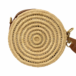 Saint Laurent Raffia Round shoulder Bag Naturel Brick
