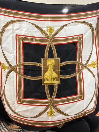 Burberry Black Beige Silk Scarf