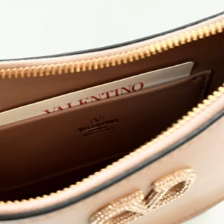 Valentino Garavani VLogo Signature Hobo Bag in Beige Leather